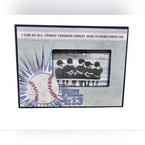 Christian Art Gifts Baseball Picture Frame Philippians 4:13 Sports Faith Decor